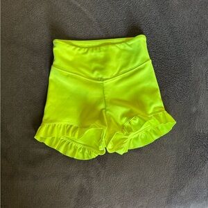 Neon Yellow Ruffle Kids Shorts